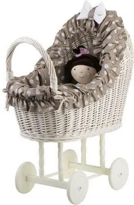 Produktbild von JIPRO® Puppenwagen aus Weide gebleicht Pop IV. - B 48 x T 27 x H 38/60(cm)