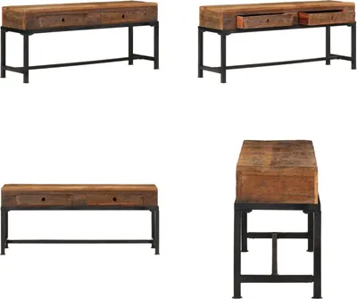 Immagine prodotto di vidaXL Mobile TV 110x30x46 cm in legno massiccio antico - Mobile TV - Mobili TV - Porta TV - Mobili TV