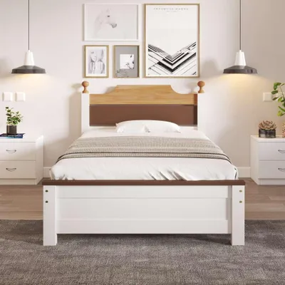Produktbild von Stylisches Einzelbett mit Zierkugeln & Kontrast-Design – 15 Latten für optimalen Liegekomfort – Für Jugendzimmer und Gästebereich. 90x200 cm, Weiß