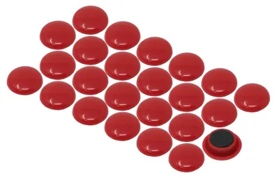 Planungsmagnete rot, 12 Stück, 30 mm, für Whiteboard & Kühlschrank