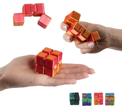 Image de Cube infini fidget 8 cm - cube sans fin imprime en 3D pour le bureau – Rouge-doré