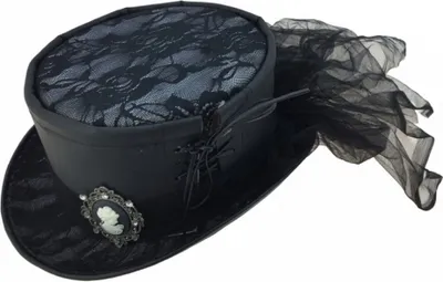 Produktbild von Schwarzer Steampunk Damenhut Victoria mit Schleier