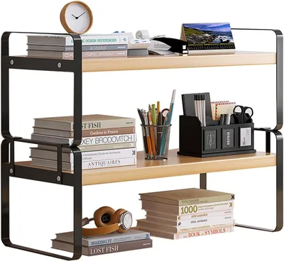 Immagine prodotto di Scaffale da scrivania in legno con cassetti, ideale per l'organizzazione e la decorazione