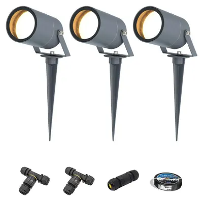 Image de HOFTRONIC - Lot de 3 spots à piquet LED jardin GU10 4W 345lm 2700K Anthracite IP65