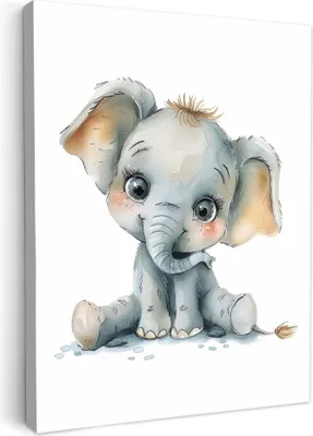 Produktbild von Leinwand Bilder 50x70 cm - Kinder Tiere - Elefant, Bilder, Wanddeko, Wandbilder Wohnzimmer