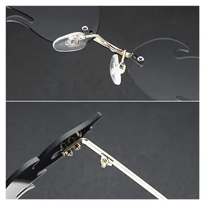 Produktbild von 2 Stück Sonnenbrille in Flammenform, Rahmenlose Brille, Kreatives Flammen-Design, Ideal für Geburtstagsfeiern oder Partys (Grau, Pink)