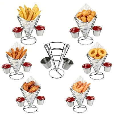 Produktbild von Set mit 6 Chipbehältern aus Edelstahl