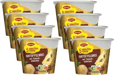 Produktbild von 8 x Maggi - 5 Minuten Terrine - Kartoffelbrei mit Fleischklößchen - 46g