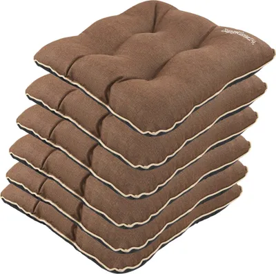 Produktbild von SuperKissen24. Stuhlkissen Outdoor - Sitzkissen für Stühle 6er Set 45x45 cm - Outdoor Kissen Wetterfest mit Füllung - Braun Leinen