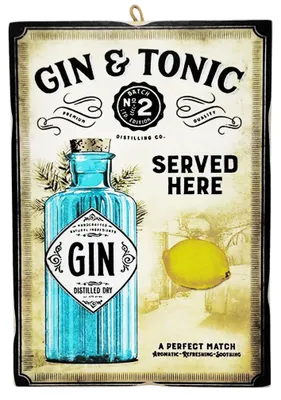 Wandbild Gin Tonic Laserdruck auf MDF-Holz 25x18 cm