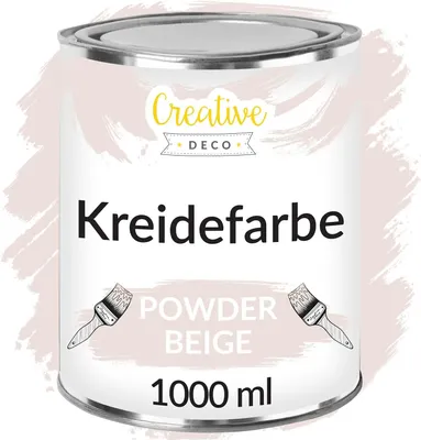 Produktbild von Creative Deco Puder Beige Kreidefarbe für Möbel 1000ml | Möbellack Möbelfarbe | Für Landhaus Vintage-Stil Decoupage Möbel-Renovierung | Matt Abwaschbar | Wisch-Effekt Gradient-Effekt möglich
