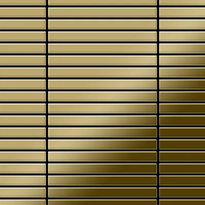 Produktbild von Mosaik Fliese massiv Metall Titan hochglänzend gold 1,6mm stark Linear-Ti-GM