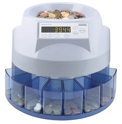 Image de Compteuse de pièces Euro ratiotec « coinsorter CS 50 » blanche / bleue (sans contenu)