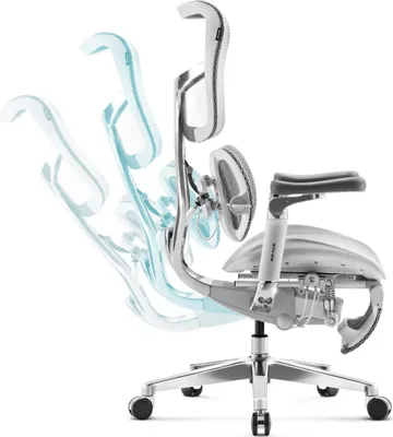 Obrázok produktu pre Kancelárske kreslo  Diablo Brave V-Kinetic Ergonomická kancelárska stolička Manažérska stolička s podnožkou 5D podrúčky Sieťovaná bedrová opierka Nastaviteľný sedák s nosnosťou do 120 kg, Farba: Sivé