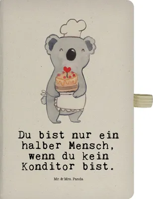 Produktbild von Mr. & Mrs. Panda Tagebuch Konditor Herz - Transparent - Geschenk, Notizbuch A5, Journal, Spruch, Bäcker, Kladde, Witzig, Skizzenbuch