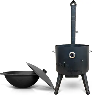 Produktbild von Gusseisen Kazan 22 L Kasan Казан mit Feuerofen Utschak Ø 49 cm. Учак Учаг Uchag
