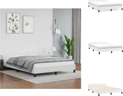 Immagine prodotto di vidaXL Struttura letto con testiera bianca 140x190 cm in Pelle finta - Letti e strutture letto