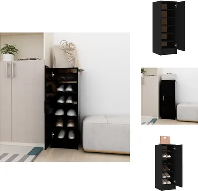 Produktbild von vidaXL Schuhschrank Schwarz 32x35x92 cm Holzwerkstoff -  Schuhregale & -schränke