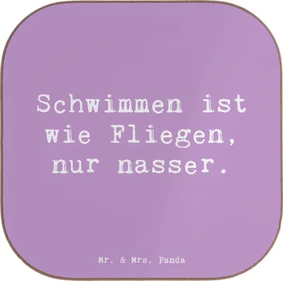 Produktbild von Mr. & Mrs. Panda Tassenuntersetzer Spruch Schwimmen wie Fliegen - Lavendeltraum - Geschenk, Getränkeuntersetzer, gläseruntersetzer, Sportler, Freistilschwimmen, Freiheit