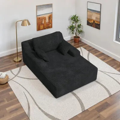 Produktbild von Hawthyhome Schlafsofa aus Cord mit 2 Kissen, Bequeme Relaxliege für Wohn- und Schlafzimmer, 172x129x40cm, schwarz