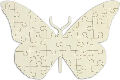 Produktbild von Personalisierbares Blanko-Holzpuzzle „Schmetterling“, selbst gestalten – 35 Teile, ca. 42 x 28 cm, leeres Puzzle aus Schichtholz, inkl. Puzzlevorlage
