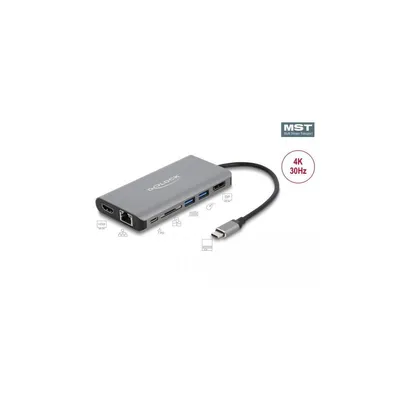 Produktbild von DeLOCK 87683, Kabelgebunden, USB 3.2 Gen 1 (3.1 Gen 1) Type-C, 10,100,1000 Mbit/s, Grau, SD, SDHC, SDXC, 4K Ultra HD
