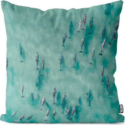 Produktbild von VOID Delfine Meer Tiere Ozean Kissenbezug Kissenhülle Polyester wasserfest Outdoor Garten Kissen Deko