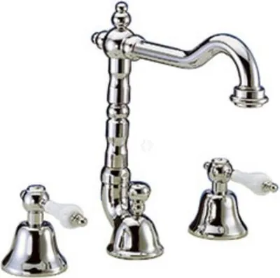 Produktbild von Demm Waschtischarmatur 3 Loch Etros Griff weiß Farbe: bronze 2136 x 15 x 136, 08245.015.X
