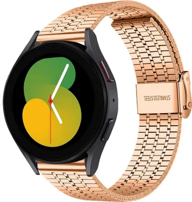 Produktbild von Strap-it Edelstahlarmband - Kompatibel mit Samsung Galaxy Watch 5 Armband 40mm Ersatzarmband Edelstahl - Verstellbarer Verschluss - Hochwertiges Material - für Smartwatch 20mm Armband Rosa Gold