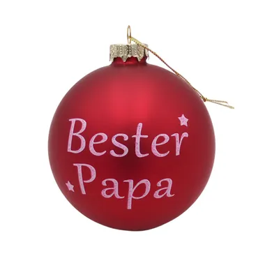 Produktbild von BURI Glas-Weihnachtsbaumkugeln rot mit Spruch ∅ 10cm Christbaumschmuck Weihnachtsdeko, Variante:Bester Papa