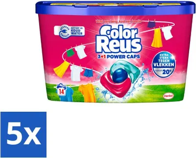 Produktbild von Color Giant - 3+1 Power Caps - Buntwäsche - 14 Wäschen - Vorteilspack - 5 Stücke