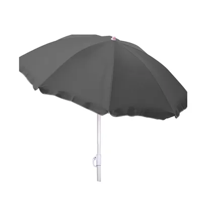 Produktbild von Sonnenschirm knickbar Ø 1,8 m Garten Balkon Strand Schirm UV30+ steingrau