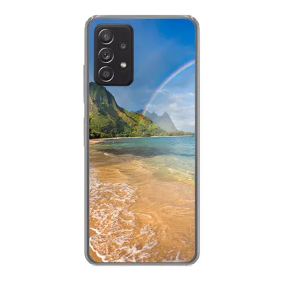 Produktbild von MuchoWow® Handyhülle Schutzhülle Hülle für Samsung galaxy a73 Ein schöner Regenbogen am Tunnels Beach in Hawaii Silikon Softcase Handy Hülle - Handyhülle