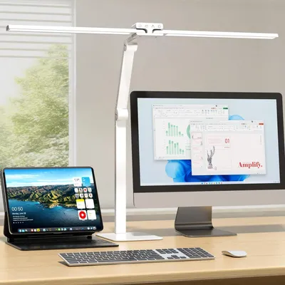 Immagine prodotto di Lampada da scrivania LED KableRika, dimmerabile, con due luci e base in metallo, 24W