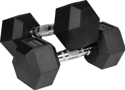 Zdjęcie produktu dla Rubberized cast iron dumbbells HEX 2x10 kg REBEL ACTIVE