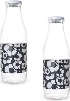 Produktbild von 2 Milchflaschen aus Glas 1L - Soccer