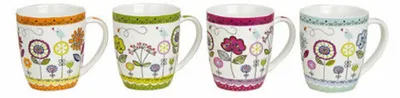 Produktbild von Kaffeetassen Porzellan blumendekor 350 ml 4 x Stück