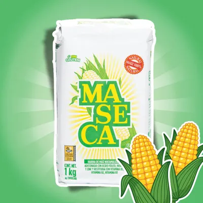 Produktbild von MASECA Nixtamalisiertes Maismehl aus Gelbem Mais 1 kg – Ideal für Tortillas, Arepas & Mexikanische Spezialitäten + Heartforcards Versandschutz