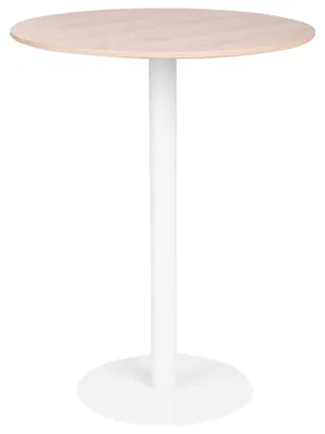 Produktbild von BELIANI Outdoor Bartisch Hellbraun u. Weiß MDF-Platte Rund 80 cm mit Standfuß Metallgestell Modernes Design Bistrotisch für Garten Balkon Terrasse