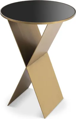 Produktbild von Casa Padrino Luxus Beistelltisch Messingfarben / Schwarz Ø 50 x H. 70 cm - Runder Edelstahl Tisch mit Glasplatte - Wohnzimmer Möbel - Luxus Kollektion