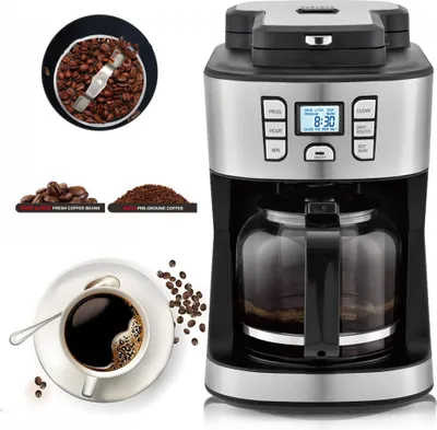 Produktbild von ZELURXX 2-IN-1 Automatische Filterkaffeemaschine, Uhrfunktion, LCD-Display, Tastensteuerung, Konstante Temperatur 75℃, Edelstahl, Schwarz