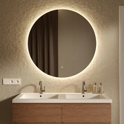 Image de Mirlux Miroir de salle de bain avec éclairage LED - Miroir mural rond - Miroir de douche anti-condensation - Noir mat