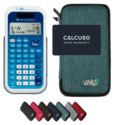 Produktbild von TI-34 MultiView inkl. WYNGS Schutztasche Türkis - Wissenschaftlicher Taschenrechner - Basic Set