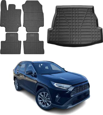 Immagine prodotto di Set tappetini e fodera bagagliaio per Toyota RAV4 2019-2025 in gomma TPE nero 5x