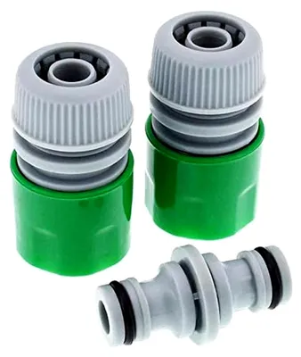 Produktbild von Schlauchverbinder Set 1/2", zwei Schlauchstücke und eine Kupplung zum Verbinden von Gartenschläuchen