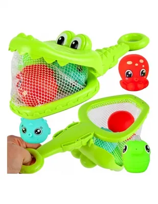 Obrázek produktu pro Sada do koupele Krokodýl, síťka + 3 zvířátka, , zelená