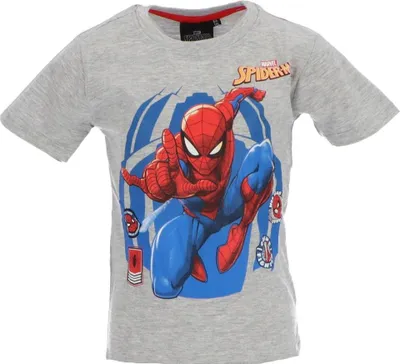 Produktbild von Spiderman T-Shirt für Kinder mit Print aus Baumwolle kurzarm Größe 8 Jahre Grau