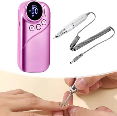 Produktbild von Nagelfräser Set elektrische Nagelfeile 35000U/min mit LED-Anzeige Maniküre Werkzeug (rosa) für Nagelstudio