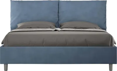 Produktbild von ITYHOME - Gepolstertes Bett mit Lattenrost 160x200 mit Mikrofaserbezug Blau Antea