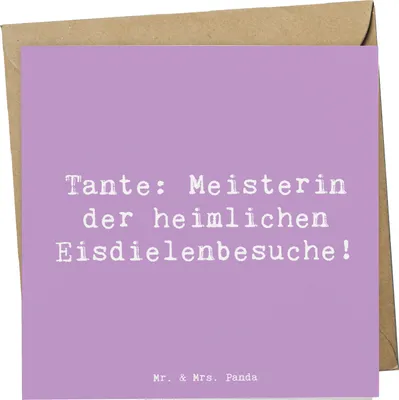 Produktbild von Mr. & Mrs. Panda Klappkarte Spruch Tante Eisdielenmeisterin - Lavendeltraum - Geschenk, Neffe, Liebe, Lustig, handgemacht, einzigartige Designs, faltkarte, Familie, Humor